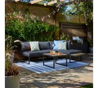 GoodHome Aconite Matt Black Metal 4 Seater Coffee Set