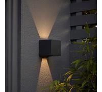 GoodHome Adjustable Matt Dark Grey Mains-Powered Integrated Led Outdoor Double Square Wall Light 814Lm