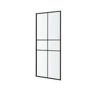 GoodHome Ahti Black Stripes Printed Glass Printed Glass With Aluminium Grid Fixed Side Shower Panel (H)195Cm (W)80Cm