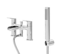 GoodHome Ajeeta Gloss Chrome Effect Deck-Mounted Bath Mixer Tap With Shower Kit