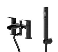 GoodHome Ajeeta Matt Black Deck-Mounted Bath Mixer Tap With Shower Kit