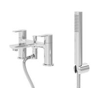 GoodHome Akita Gloss Chrome Effect Deck-Mounted Bath Mixer Tap With Shower Kit
