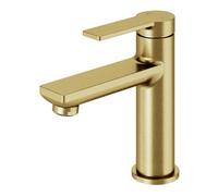 GoodHome Akita Medium Satin Brass Effect Round Basin Mixer Tap