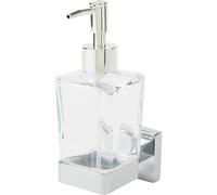 GoodHome Alessano Silver Effect Glass & Steel Wall-Mounted Soap Dispenser