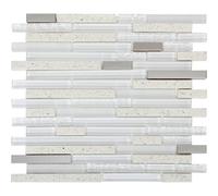 GoodHome Alessano White Matt Gloss & Matt Glass, Stainless Steel & Stone Mosaic Tile Sheet, (L)304mm (W)300mm