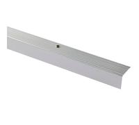 GoodHome Aluminium Medium Grip Silver Effect Step Protector, (L)1800mm (W)25mm