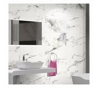 GoodHome Alvaro White+Gold Gloss Marble Effect Porcelain Indoor Wall & Floor Tile Sample