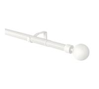 GoodHome Anafi Matt White Extendable Ball Single Curtain Pole Set, (L)1200mm-2100mm (Dia)28mm