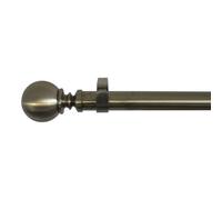 GoodHome Antiki Satin Antique Brass Effect Extendable Ball Single Curtain Pole Set, (L)1200mm-2100mm (Dia)28mm