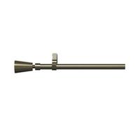 GoodHome Antiki Satin Antique Brass Effect Extendable Cone Single Curtain Pole Set, (L)1200mm-2100mm (Dia)19mm