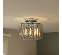 GoodHome Antpitta Glass & Metal Chrome Effect Led Bathroom Ceiling Light