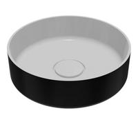 GoodHome Apanas Matt Black & White Round Counter Top Basin