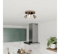 GoodHome Apheliotes Plate Gun Metal & Chrome 3 Light Spotlight