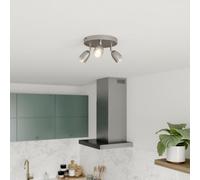 GoodHome Apheliotes Plate Matt Chrome & Silver Effect 3 Light Spotlight