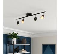 GoodHome Apheliotes Tube Matt Black & Chrome 4 Light Spotlight