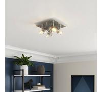 GoodHome Arachne Plate Satin Silver Chrome Effect 4 Light Spotlight