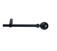 GoodHome Araxos Matt Black Extendable Ball Single Curtain Pole Set, (L)1200mm-2100mm (Dia)19mm
