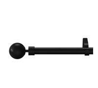 GoodHome Araxos Matt Black Extendable Ball Single Curtain Pole Set, (L)1200mm-2100mm (Dia)28mm