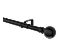GoodHome Araxos Matt Black Extendable Ball Single Curtain Pole Set, (L)2000mm-3300mm (Dia)28mm