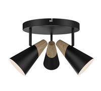 GoodHome Arraqis Plate Matt Black 3 Light Spotlight