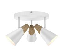 GoodHome Arraqis Plate Matt White Wood Effect 3 Light Spotlight