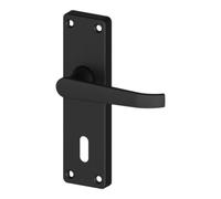GoodHome Arsk Black Curved Lock Door Handle (L)101.5mm (D)43.5mm Pair