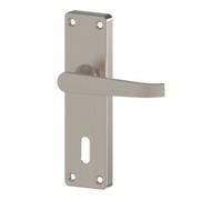 GoodHome Arsk Brushed Grey Nickel Effect Aluminium Alloy & Steel Straight Door Handle (L)101.5mm (D)43.5mm