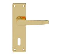 GoodHome Arsk Polished Brass Effect Aluminium Alloy & Steel Straight Door Handle (L)101.5mm (D)43.5mm