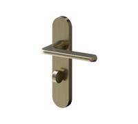 GoodHome Arzh Brushed Antique Brass Effect Aluminium Alloy, Steel & Zinc Alloy Straight Door Handle (L)123.5mm (D)67mm