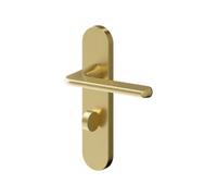 GoodHome Arzh Brushed Brass Effect Aluminium Alloy, Steel & Zinc Alloy Straight Door Handle (L)123.5mm (D)68mm