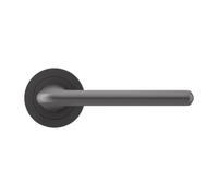 GoodHome Arzh Brushed Grey Titanium Effect Aluminium & Zamak Straight Lever On Rose Door Handle (L)123.5mm, Pair