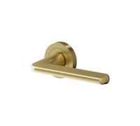 GoodHome Arzh Brushed Pale Brass Effect Zinc Alloy Straight Door Handle (L)124mm, Pair Of 2