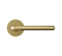 GoodHome Arzh Brushed Pale Brass Effect Zinc Alloy Straight Door Handle (L)124mm, Pair