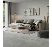 GoodHome Ashford Light Grey Concrete Effect Porcelain Indoor Wall & Floor Tile, Pack Of 3, (L)598mm (W)598mm