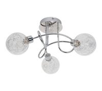GoodHome Astraea Plate Glass & Metal Chrome 3 Lamp Led Ceiling Light