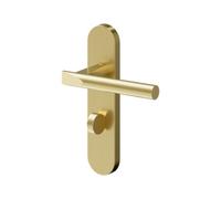 GoodHome Astraz Brushed Brass Effect Aluminium Alloy, Steel & Zinc Alloy Straight Door Handle (L)130mm (D)58mm Pair