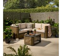 GoodHome Atar Beige Rattan Effect 5 Seater Garden Furniture Set