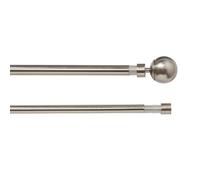GoodHome Athens Satin Grey Nickel Effect Extendable Ball Double Curtain Pole Set Set, (L)2000mm-3300mm (Dia)19mm