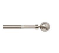 GoodHome Athens Satin Grey Nickel Effect Extendable Ball Single Curtain Pole Set Set, (L)1200mm-2100mm (Dia)19mm
