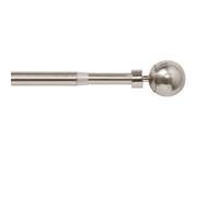 GoodHome Athens Satin Grey Nickel Effect Extendable Ball Single Curtain Pole Set Set, (L)2000mm-3300mm (Dia)19mm