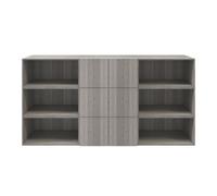 GoodHome Atomia Matt Grey Oak Effect 9 Compartment 9 Shelf Freestanding Rectangular Bookcase (H)1125mm (W)2250mm (D)350mm