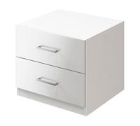 GoodHome Atomia All In One Gloss White No Effect 2 Drawer Bedside Table (H)429mm (W)500mm (D)466mm