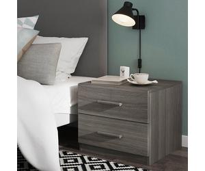 GoodHome Atomia All In One Matt Grey Oak Effect 2 Drawer Bedside Table (H)429mm (W)500mm (D)466mm