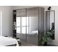 GoodHome Atomia Contemporary Matt Grey Oak Effect 3 Drawer Large Double Sliding Door Wardrobe (H)2250mm (W)2500mm (D)580mm