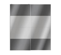 GoodHome Atomia Contemporary Panelled Mirrored Anthracite High Gloss 2 Door Sliding Wardrobe Door Kit (H)2250mm (W)2000mm