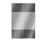GoodHome Atomia Contemporary Panelled Mirrored Anthracite High Gloss 2 Door Sliding Wardrobe Door Kit (H)2250mm (W)1500mm