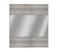 GoodHome Atomia Contemporary Panelled Mirrored Gloss Grey Oak Effect 2 Door Sliding Wardrobe Door Kit (H)2250mm (W)2000mm
