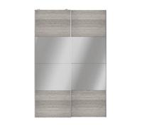 GoodHome Atomia Contemporary Panelled Mirrored Matt Grey Oak Effect Matt 8 Door Sliding Wardrobe Door Kit (H)2250mm (W)1500mm