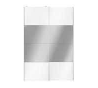 GoodHome Atomia Contemporary Panelled Mirrored White High Gloss 2 Door Sliding Wardrobe Door Kit (H)2250mm (W)1500mm