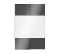 GoodHome Atomia Contemporary Panelled Non-Mirrored Anthracite & White High Gloss 2 Door Sliding Wardrobe Door Kit (H)2250mm (W)1500mm